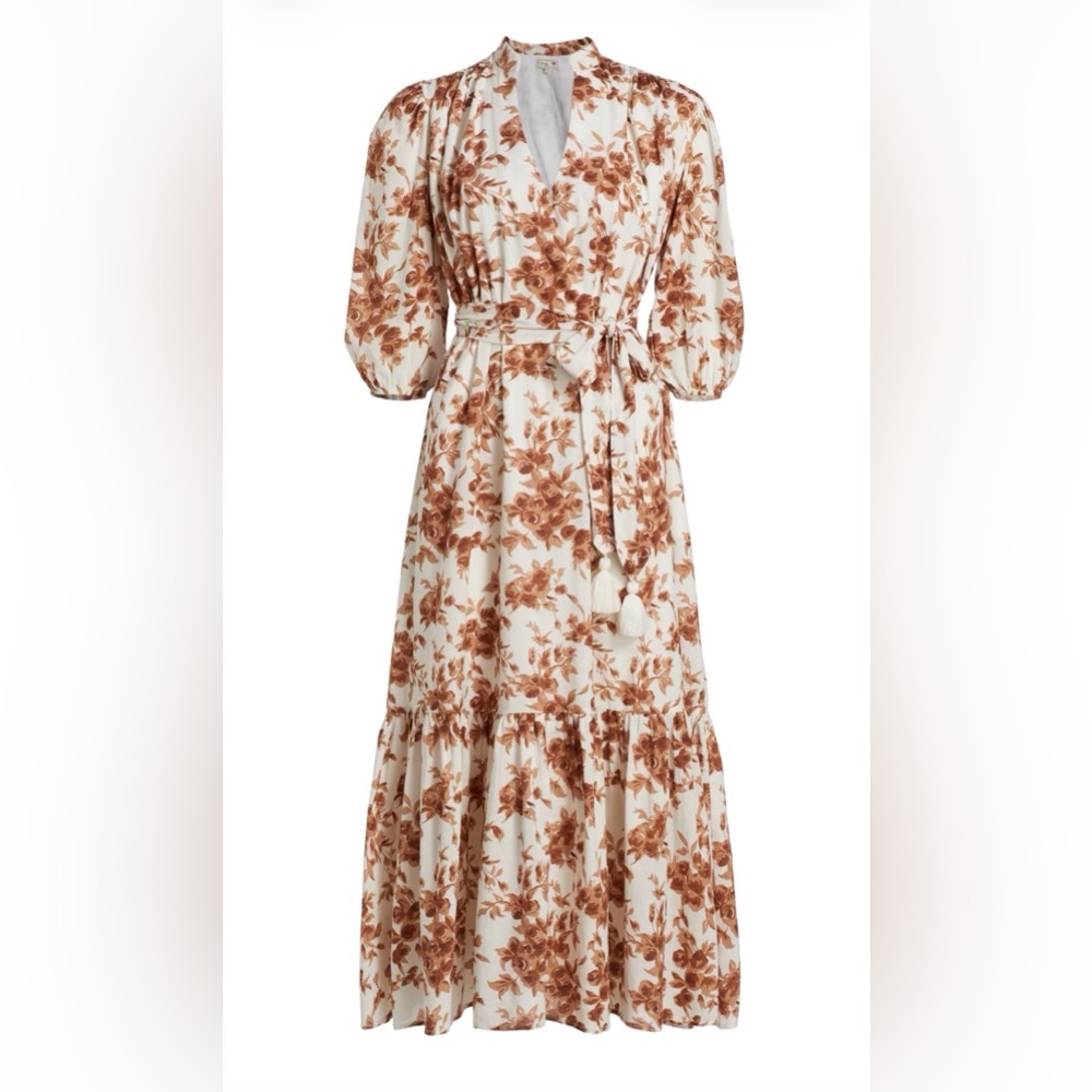Like New Mille Ada Floral Notched-Neck Belted Dress